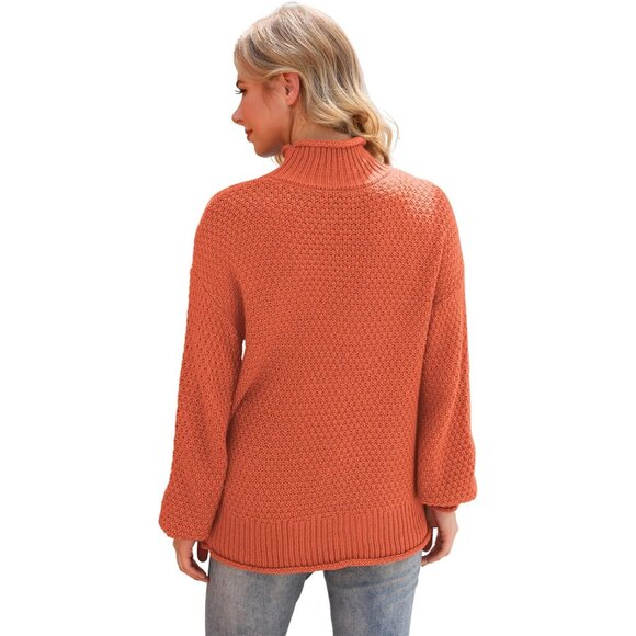 Women's Oversized Turtleneck Sweater Acrylic Long Sleeve Pullover Casual - Picture 4 of 4